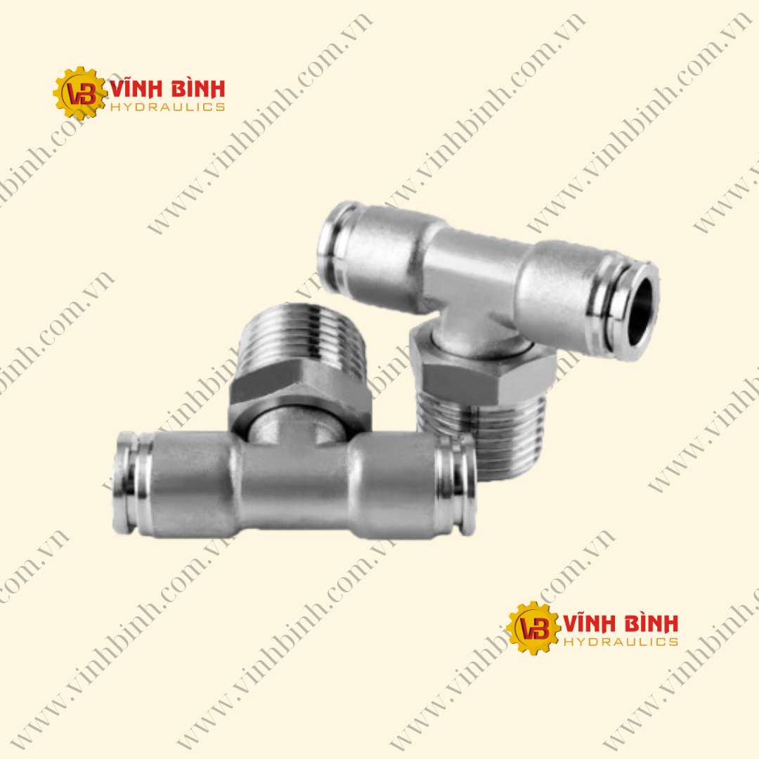 PB - Tê Nối Ống PU Ra Răng Ngoài - INOX 304 