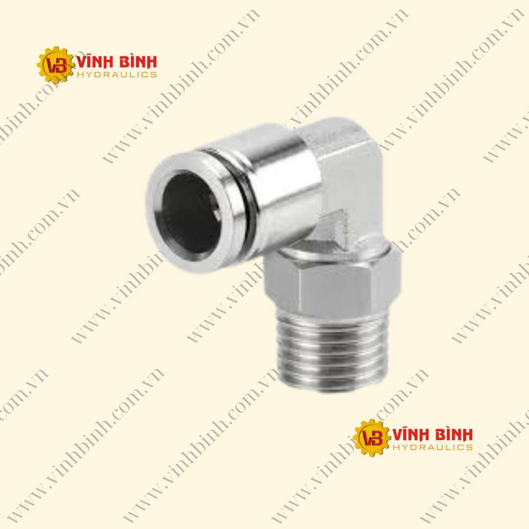 PL - Đầu Nối Nhanh Hơi Khí Nén PU Ren Ngoài Cong- Inox 304