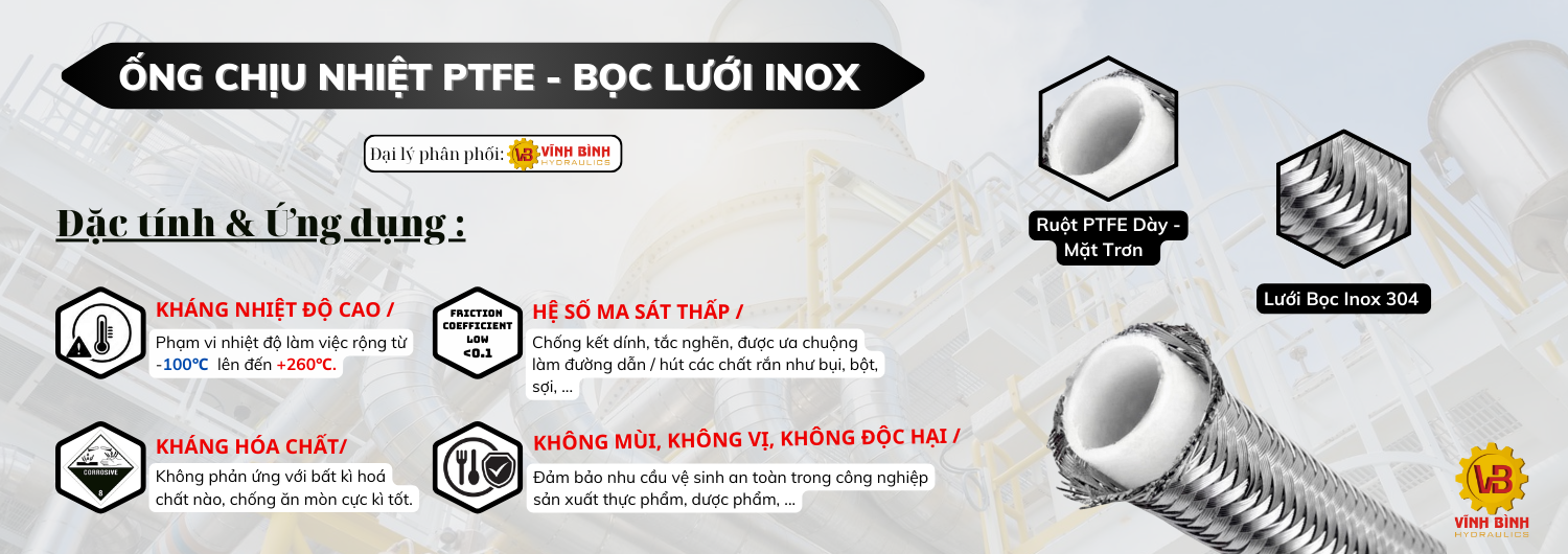 Ống Teflon bọc inox chịu nhiệt