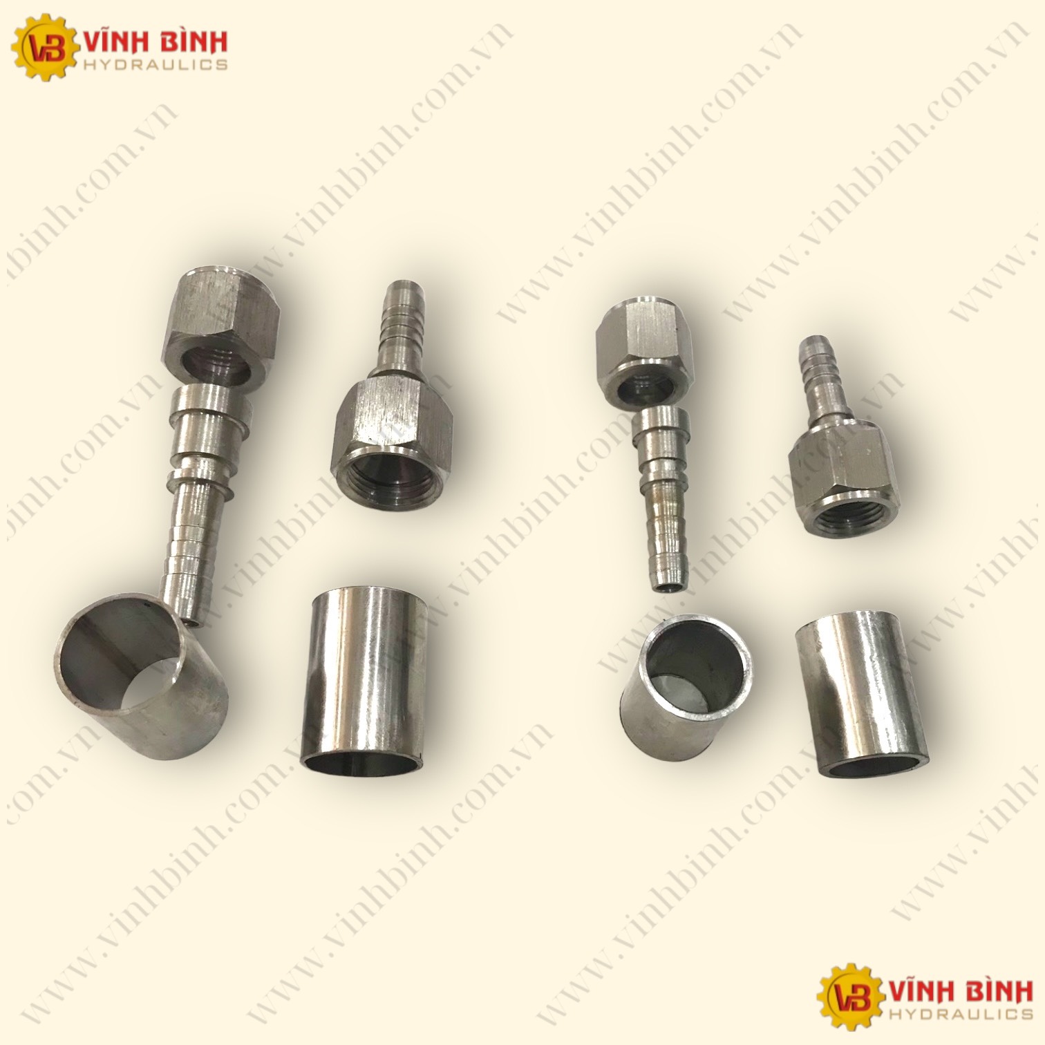 Đầu ép ống inox teflon chịu nhiệt - ren trong hệ mỹ - JIC côn lõm - inox 304